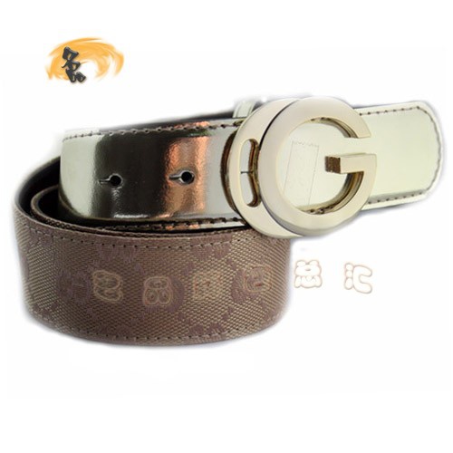 201790 Gucci皮帶 Gucci時(shí)尚雙G帆布女士皮帶 Gucci皮帶 古奇腰帶 粉配金色