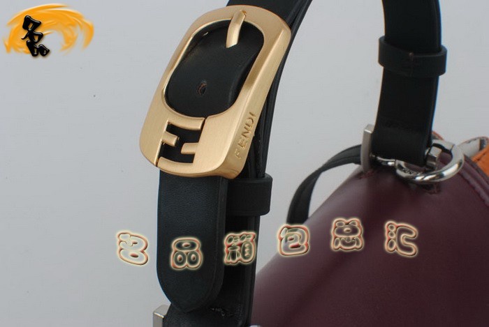 2798 Fendi原版皮女士手提包 芬迪最新款時尚女士斜挎包 Fendi女包 Fendi斜挎包 橙配酒紅色