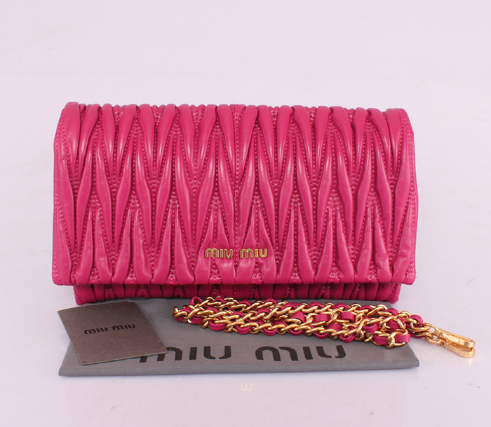 MIUMIU繆繆新款女包 81204玫紅羊皮