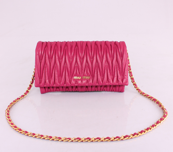 MIUMIU繆繆新款女包 81204玫紅羊皮