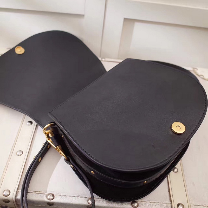 chloe Nile手環包 手鐲式提手手袋 光滑小牛皮拼接麂皮小牛皮中號手鐲式提手手袋 黑色