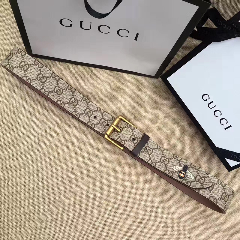 Gucci古奇新款2017蜜蜂印花腰帶 Gucci女士皮帶 古馳要帶