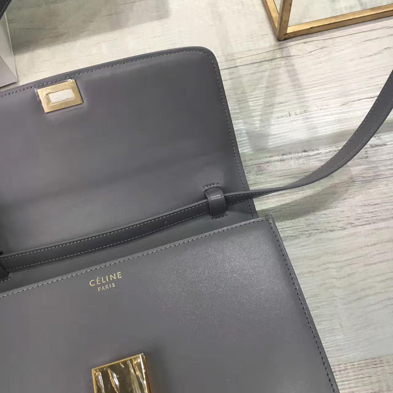 賽琳Celine box女包 賽琳豆腐包 Celine CLASSIC中號 單肩斜挎包 灰色