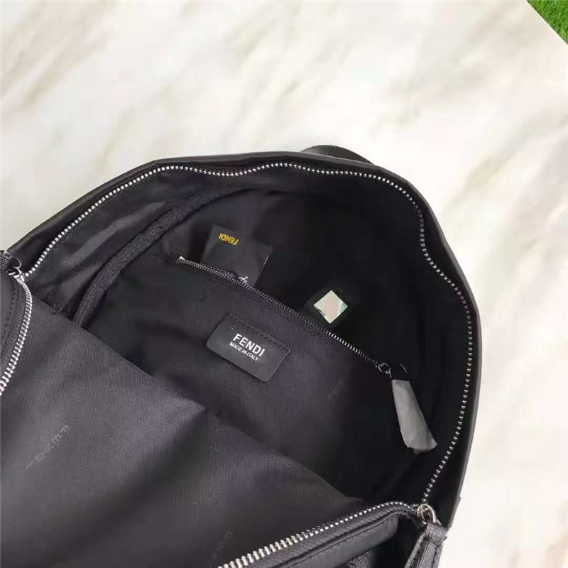 Fendi雙肩包 芬迪經典小怪獸眼睛 芬迪雙肩包 Fendi帆布雙肩包 黑色黃眼