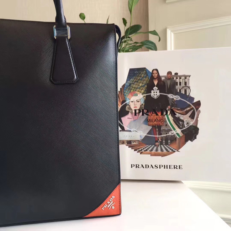 2VG079 Prada普拉達男包 Prada男士公文包 普拉達豎款手提包 黑色