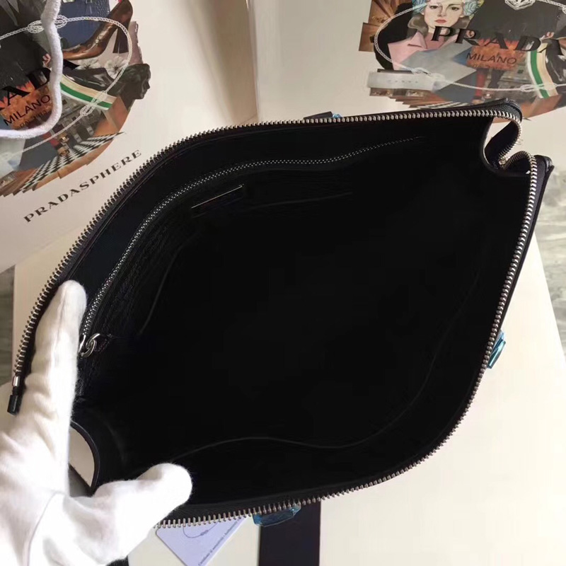 2VG079 Prada普拉達男包 Prada男士公文包 普拉達豎款手提包 黑色