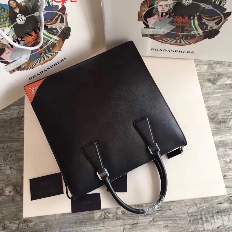 2VG079 Prada普拉達男包 Prada男士公文包 普拉達豎款手提包 黑色