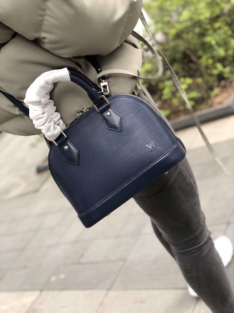 M40855 LV ALMA BB 手袋 LV女包 LV貝殼包 LV牛皮水波紋手提包 藍色