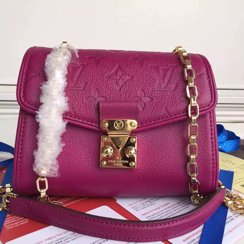 M94555 LV SAINT-GERMAIN BB手袋 LV女包 LV全皮壓花鏈條包 玫紅