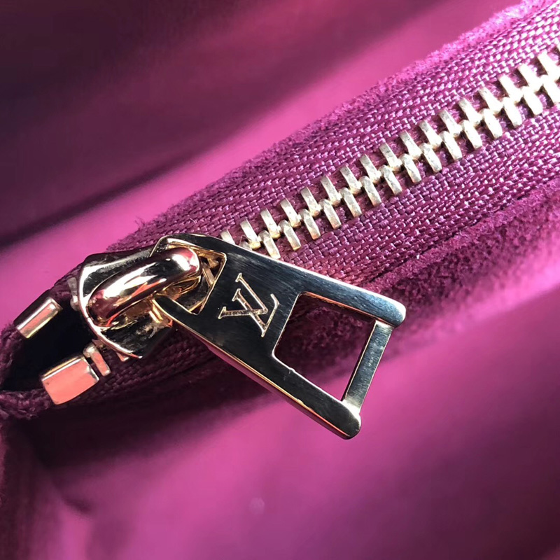 M51766 LV DOUBLE V 手袋 LV女包 翻蓋式拼色老花單肩手提包 玫紅色