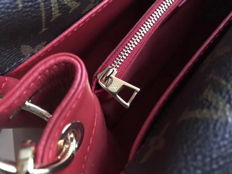 M54624 LV DOUBLE V 手袋 LV女包 翻蓋式拼色老花單肩手提包 紅色