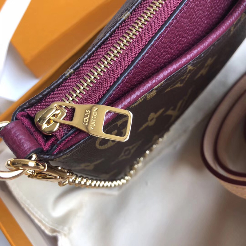 M41638 LV Pallas Cluth 手袋 LV Monogram帆布女包 LV鏈條包 紅色/玫紅