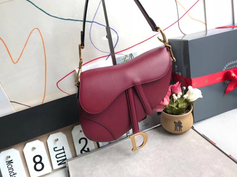 M0446 Dior Saddle小牛皮手提包 Dior馬鞍包 Dior女包 玫紅