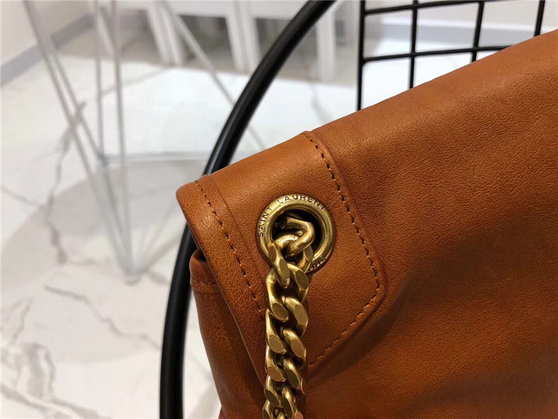 YSL圣羅蘭 NIKI復古 舊半樹膏皮 大號 YSL鏈條包 深棕色