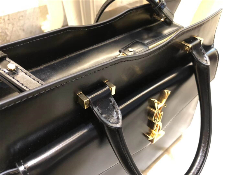 557653 YSL女包 UPTOWN 中號 鏡面皮 YSL手提袋手拿包 黑色