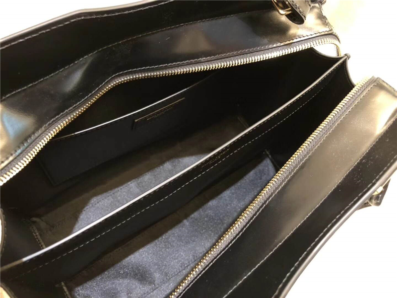 557653 YSL女包 UPTOWN 中號 鏡面皮 YSL手提袋手拿包 黑色