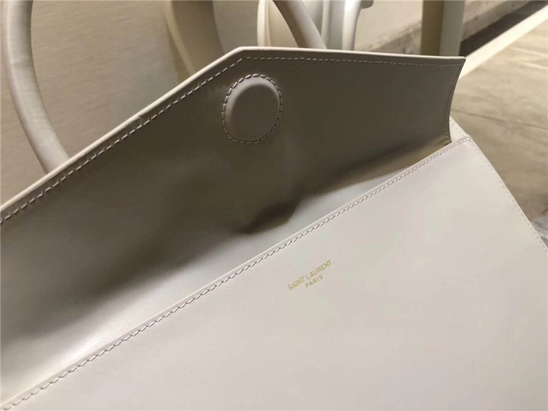 557653 YSL女包 UPTOWN 中號 鏡面皮 YSL手提袋手拿包 白色