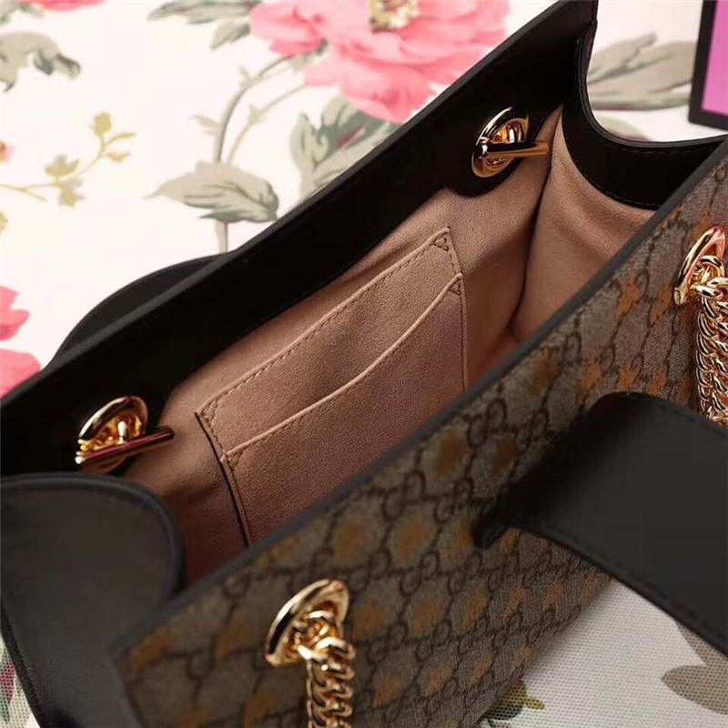 479198 Gucci女包 Padlock系列 雙G蜜蜂印花 小翻蓋 Gucci手提包 啡色