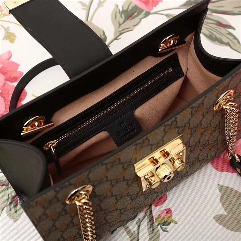 479198 Gucci女包 Padlock系列 雙G蜜蜂印花 小翻蓋 Gucci手提包 啡色