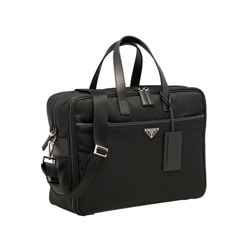 2VE407 Prada普拉達(dá)男包 Prada男士公文包 普拉達(dá)尼龍布手提包 黑色