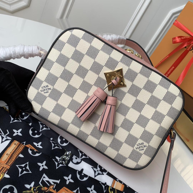 N40155 LV SAINTONGE 手袋 Damier Azur帆布白格 LV相機包 粉色