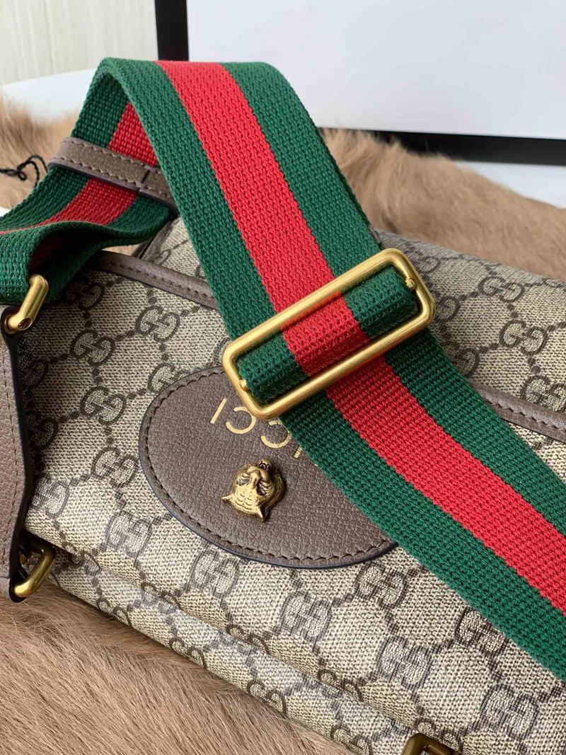 501050 Gucci高級人造帆布小號郵差包 虎頭標志郵差包 棕色