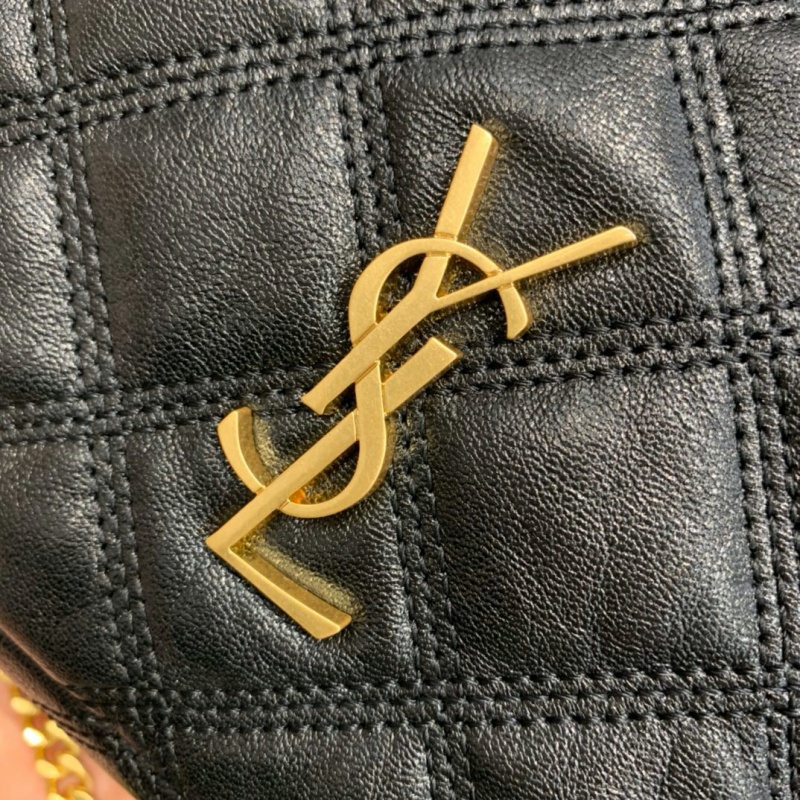 6089411 YSL圣羅蘭 BECKY雙拉鏈絎縫小羊皮手拿包 YSL包包 黑色