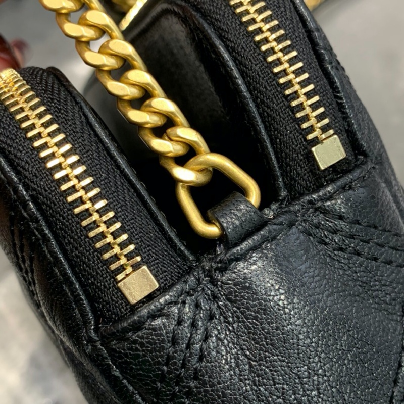 6089411 YSL圣羅蘭 BECKY雙拉鏈絎縫小羊皮手拿包 YSL包包 黑色