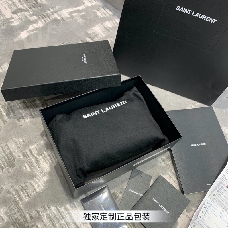 6089411 YSL圣羅蘭 BECKY雙拉鏈絎縫小羊皮手拿包 YSL包包 黑色