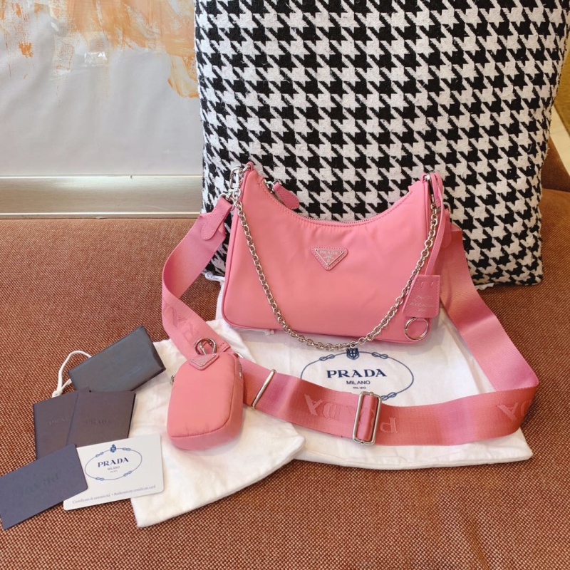 1BH204 Prada Re-Edition 2005 尼龍單肩包 普拉達三合一 粉色