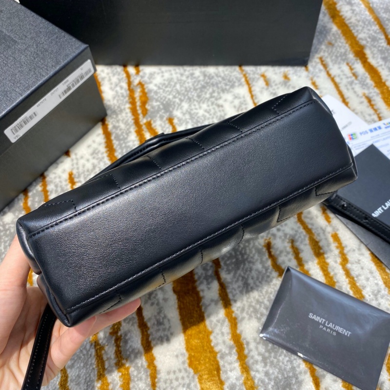 467072 YSL圣羅蘭Loulou Y形絎縫亮面黑色真皮小肩包 黑色黑扣