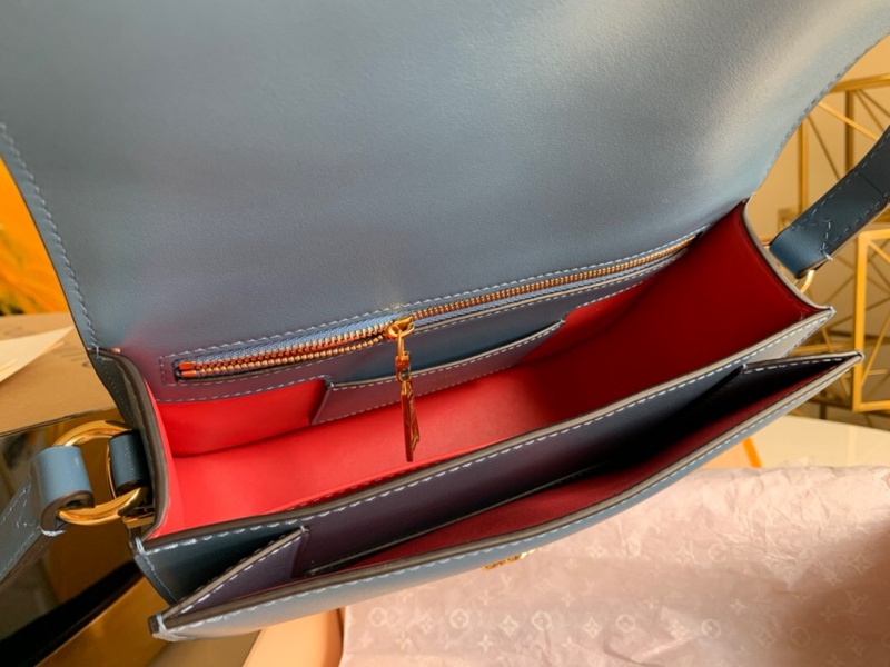 M55947 LV Pont 9 手袋 磨面牛皮花卉磁扣女包 藍色