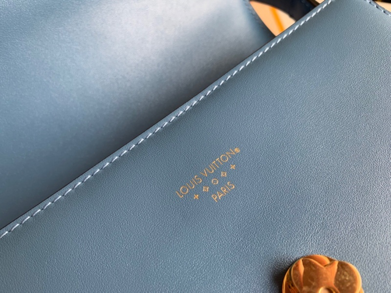 M55947 LV Pont 9 手袋 磨面牛皮花卉磁扣女包 藍色