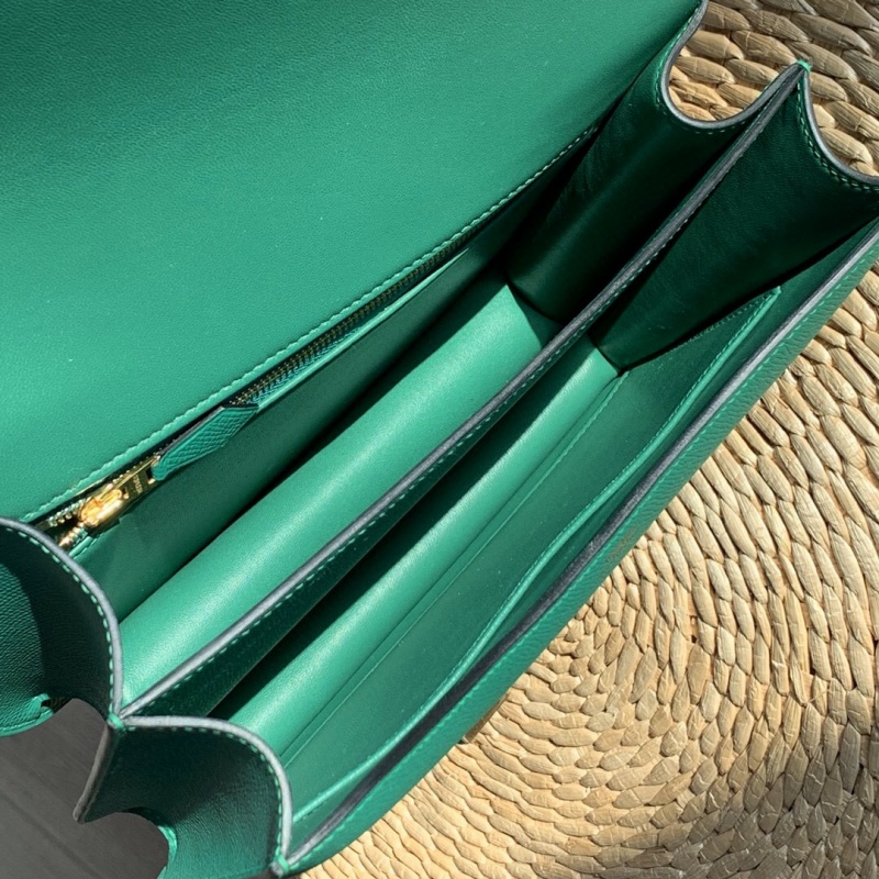 Hermes constance系列 愛馬仕康康包 純手工定制Epsom小牛皮 孔雀綠金扣