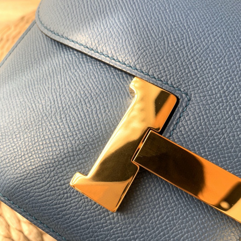 Hermes constance系列 愛馬仕康康包 純手工定制Epsom小牛皮 瑪瑙藍金扣