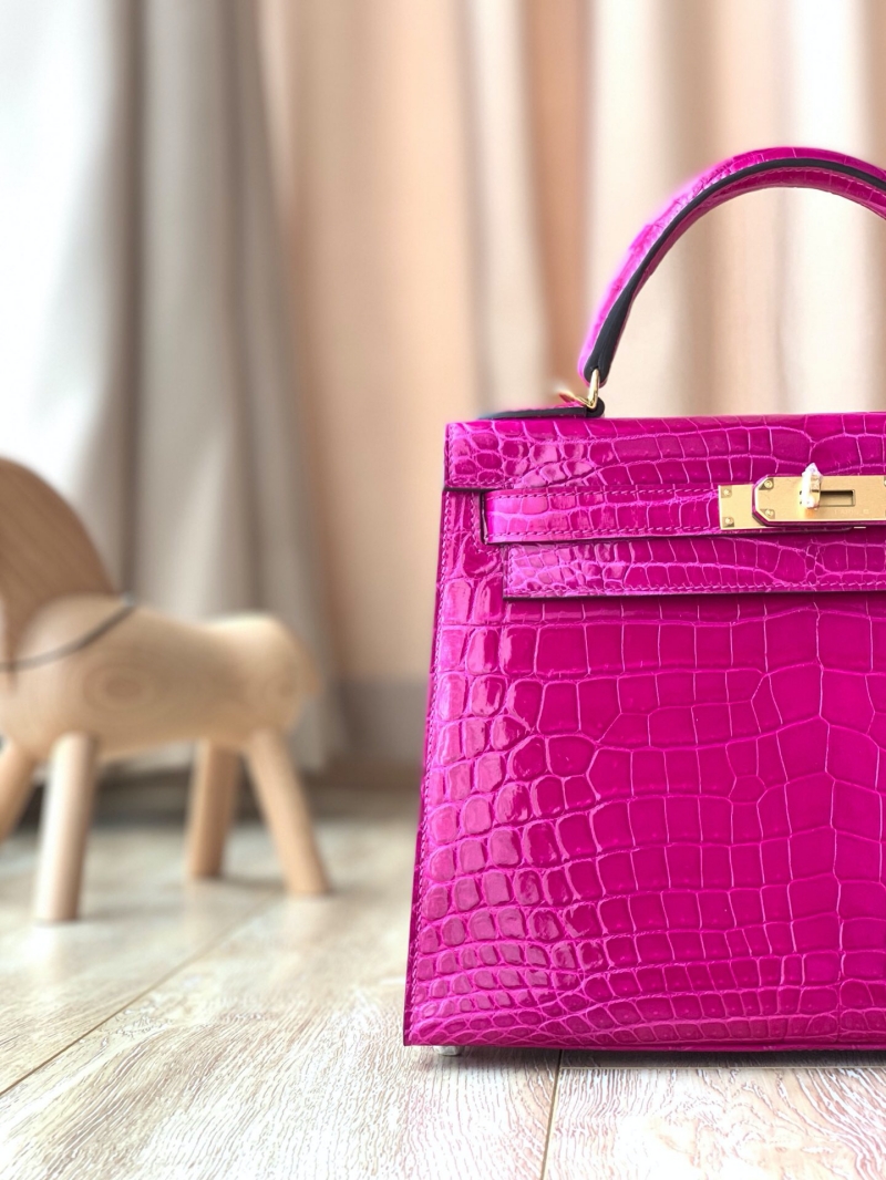 愛馬仕Hermes Kelly系列 凱莉包25cm 鱷魚皮 純手工定制版 夜譚紫