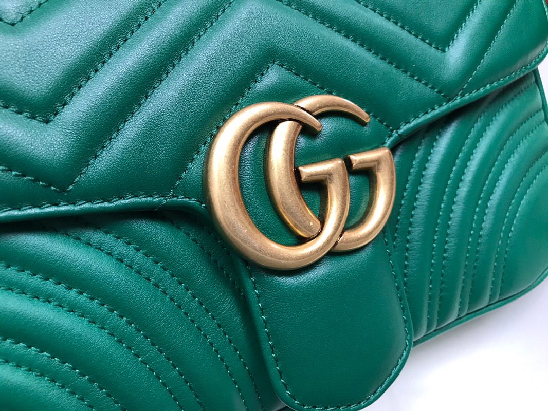 443497 GUCCI GG Marmont系列 絎縫 小號 鏈條肩背包 綠色