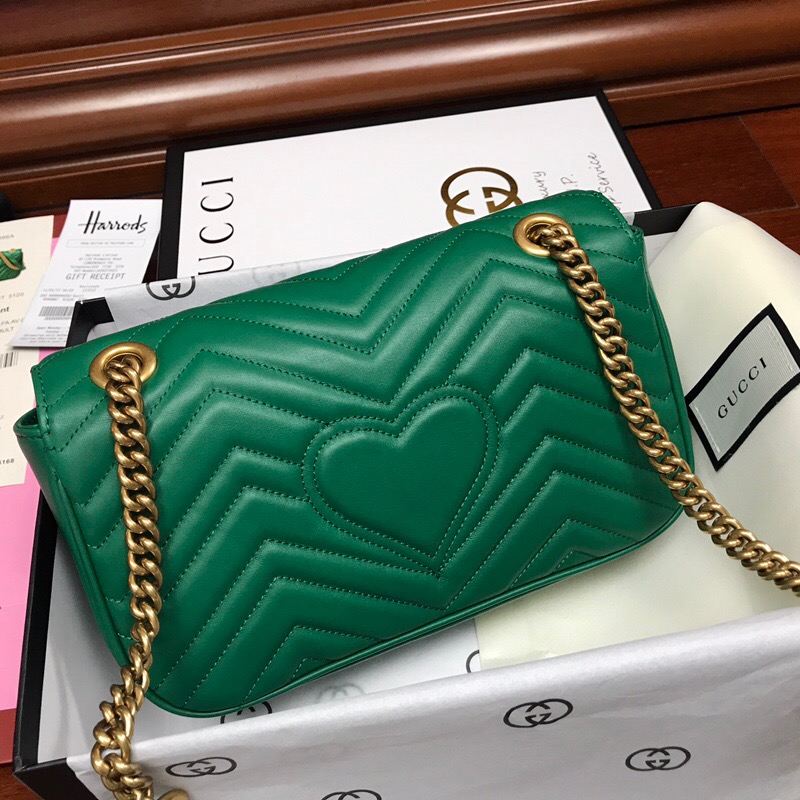 443497 GUCCI GG Marmont系列 絎縫 小號 鏈條肩背包 綠色
