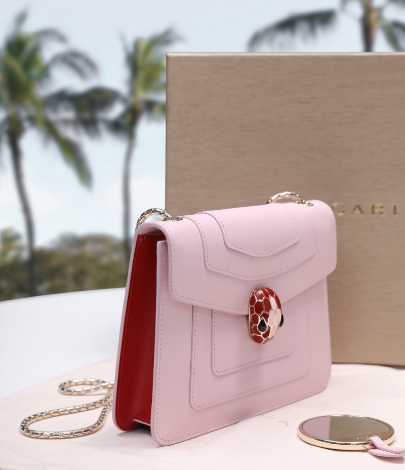 BVLGARI寶格麗 Serpenti Forever系列女包 翻蓋蛇頭包 粉色