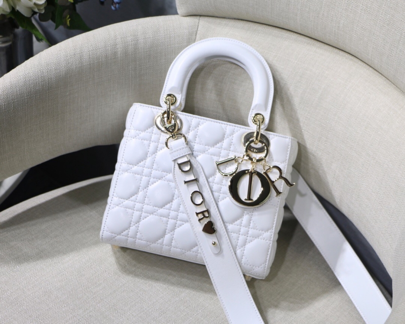 M0538 迪奧Lady Dior MyABCDior 手袋 羊皮革藤格紋 白色