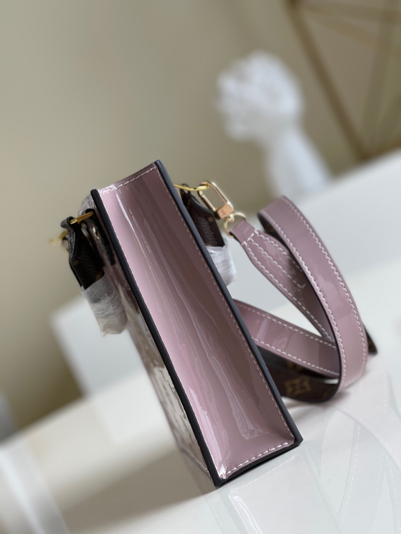 M90564 LV PETIT SAC PLAT 手袋 壓紋漆皮托特包 銀色