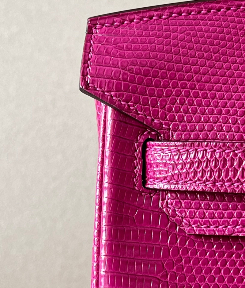 愛馬仕Hermes Birkin25 愛馬仕鉑金包 純手工定制版 蜥蜴皮 桃紅色