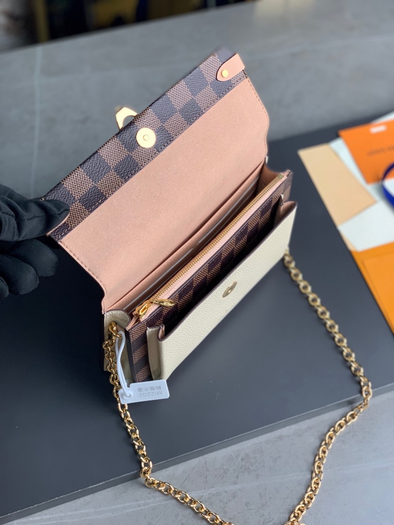 N60237 LV VAVIN 鏈條包 Damier Ebene 帆布配牛皮迷你女包 奶白色
