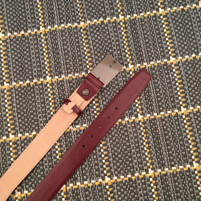 DG官網新款同步 DG男士板扣原單進口頭層小牛皮腰帶 紅色