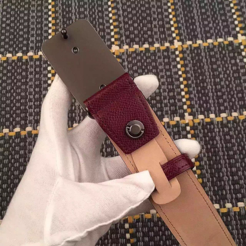 DG官網新款同步 DG男士板扣原單進口頭層小牛皮腰帶 紅色