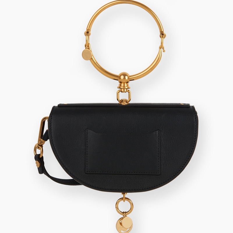 chloe Nile手環包 Nile晚裝包 克洛伊Nile光滑小牛皮小號晚裝包 chloe餃子包 黑色