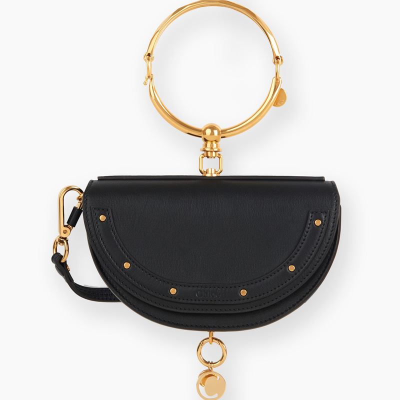 chloe Nile手環包 Nile晚裝包 克洛伊Nile光滑小牛皮小號晚裝包 chloe餃子包 黑色
