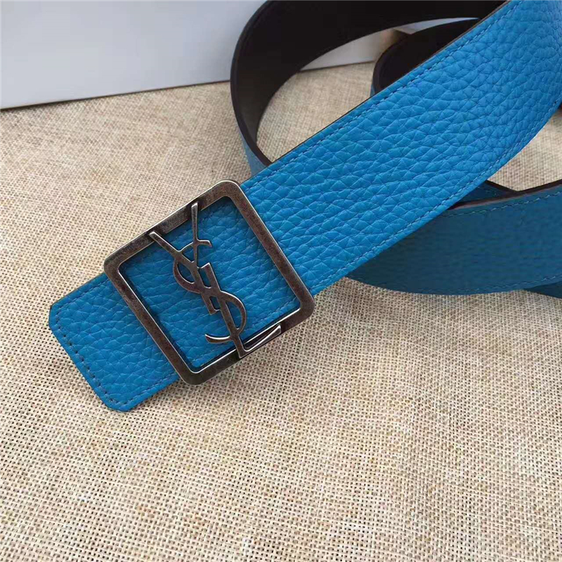 圣羅蘭 SYL 頭層牛皮荔枝紋 原單扣頭 雙面可用