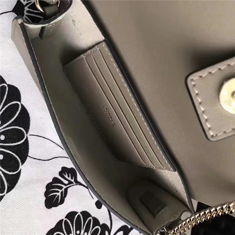 7565 Chloe 珂洛伊 Faye mini 牛皮配磨砂皮 圓環鏈條 單肩斜挎包 大象灰