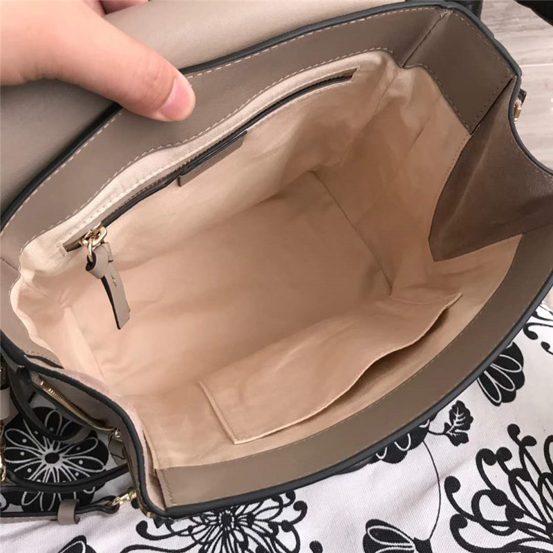 Chloe 珂洛伊 Faye backpack 牛皮配磨砂皮 圓環鏈條 大號雙肩包 大象灰